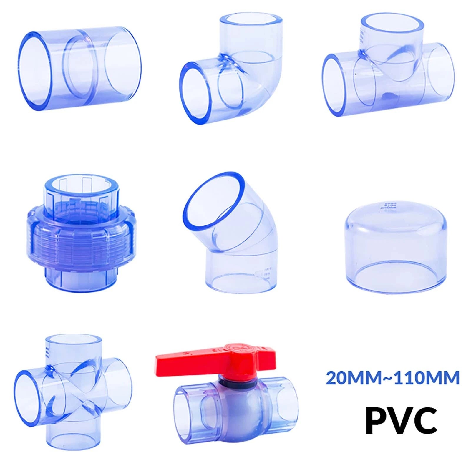 UPVC PVC Clear Plumbing Fittings Pipe For Aquarium Fish Tank Pond Solvent Weld