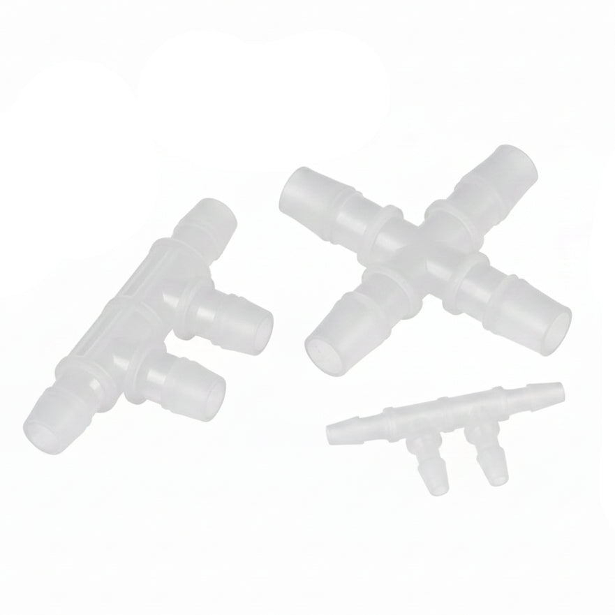 X Piece & Side 4-Way Plastic Hose Pipe Connector — Water Oil Gas Air Joiner