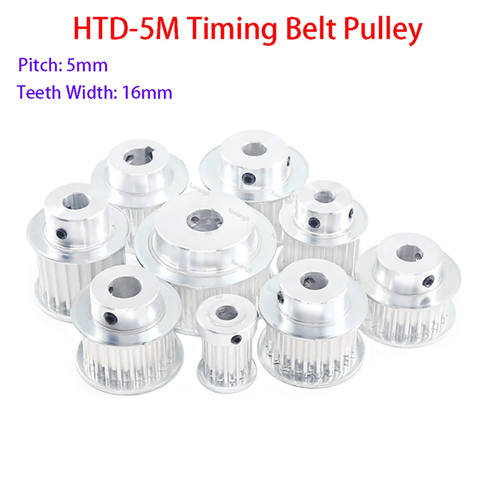 HTD-5M 10-72Teeth Timing Belt Pulley Pitch 5mm With Step Drive Pulley Width 16mm