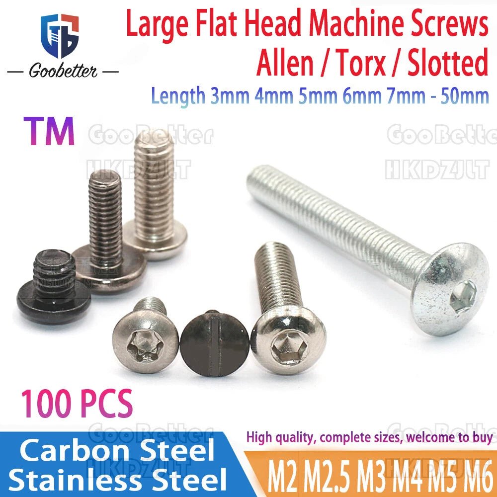 Large Flat Head Machine Screws M2–M6 Allen Torx Slotted Multi - Drive 100pcs - HomeDIYer