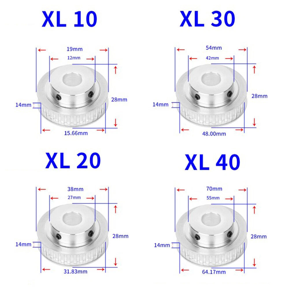 XL 10-40Teeth Timing Belt Pulley Pitch 5.08mm With Step Drive Pulleys Width 14mm