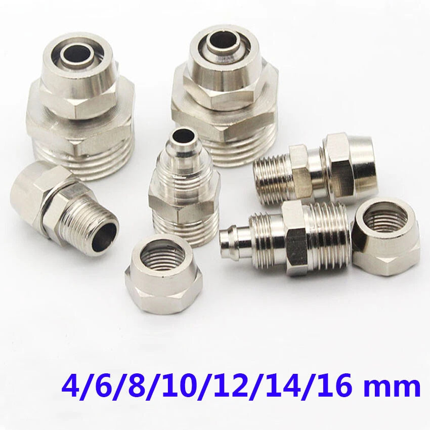 Pneumatic Straight Push-to-Connect Fittings — Male Thread, OD 4mm to 16mm Hose
