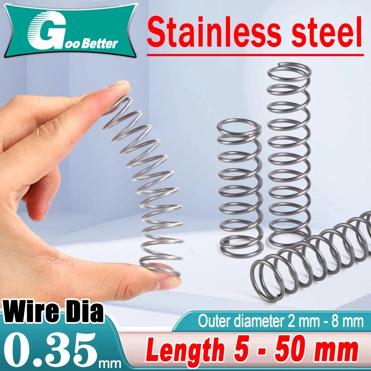 304 Steel Compression Spring 0.35 mm Wire Diameter,od: 2 mm - 8 mm (L:5 - 50 mm) - HomeDIYer