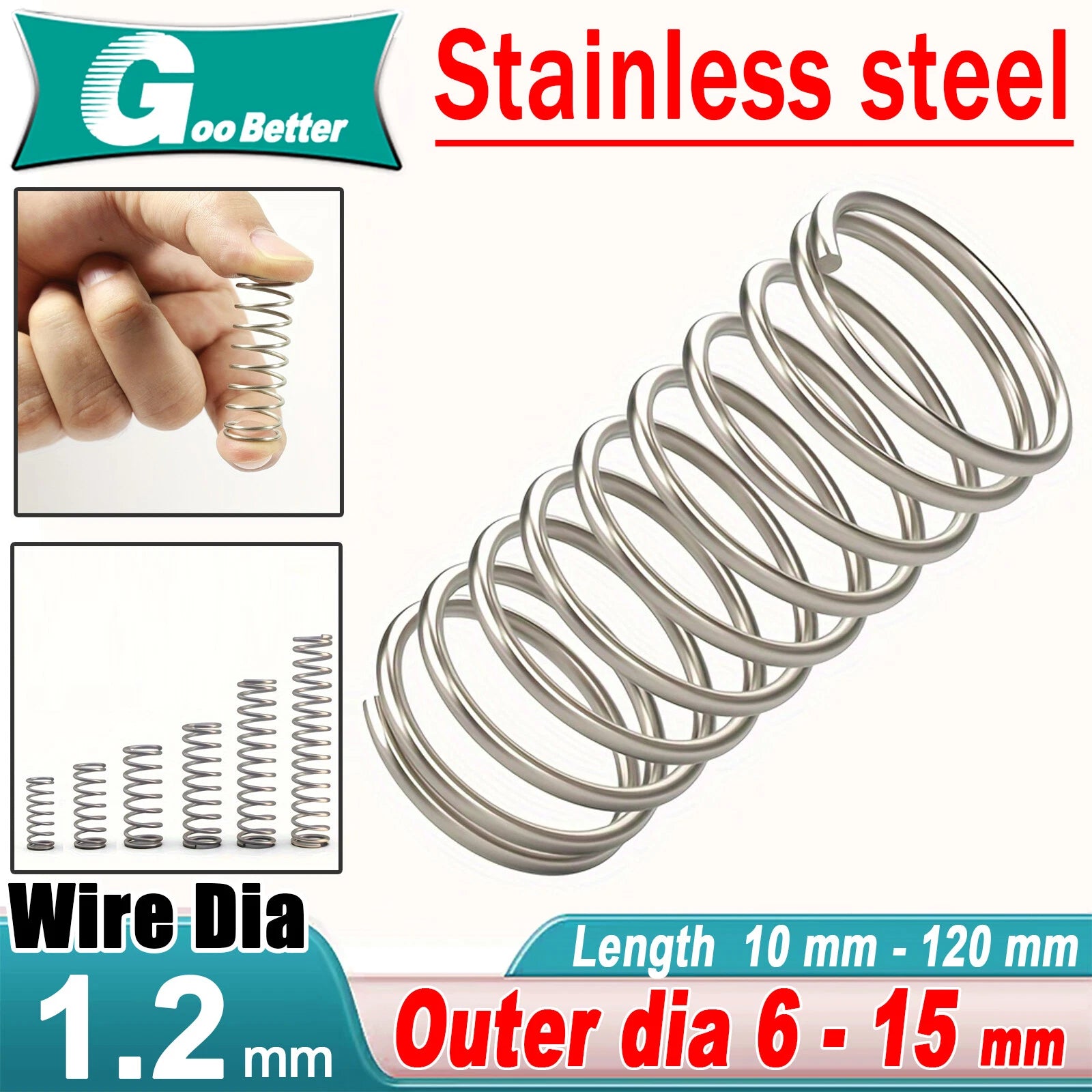 New Compression Spring Springs,1.2mm Wire Dia,You Choose Size And Length Diamete