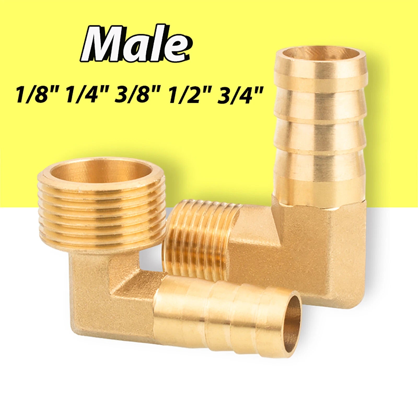 Brass 90° BSP Male Elbow x Barbed Hose Tail Fitting – Air & Water Pipe Connector