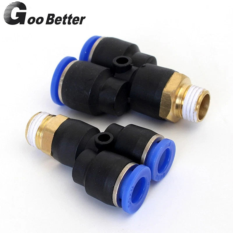 Male Stud Push-In Y Piece Pneumatic Fittings — Thread Hose Tube Connector
