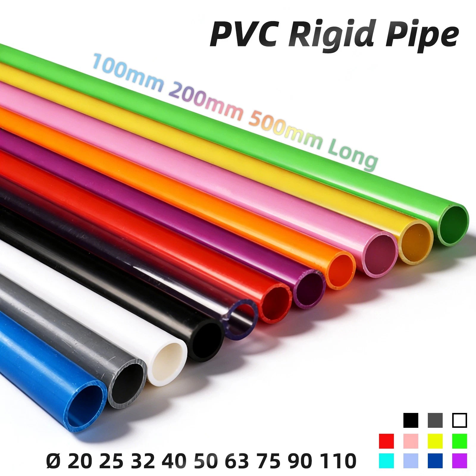 PVC Round Pipe Tube | Solvent Weld | OD 20–110mm | 13 Colors | Plumbing & Aquarium