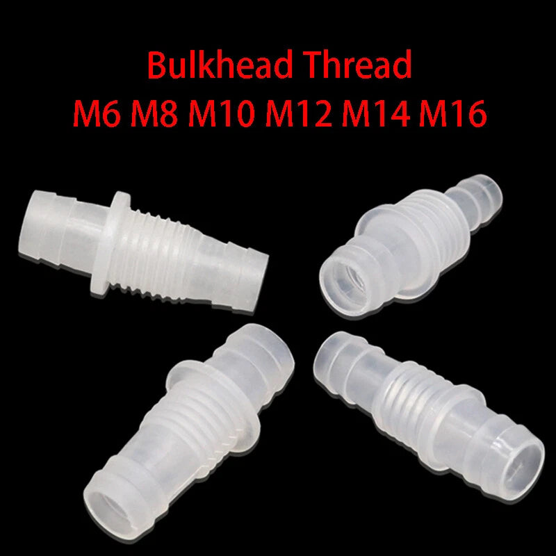 Plastic Bulkhead Fitting & Straight Hose Barb Connector — M6 to M16, Reducing & Equal