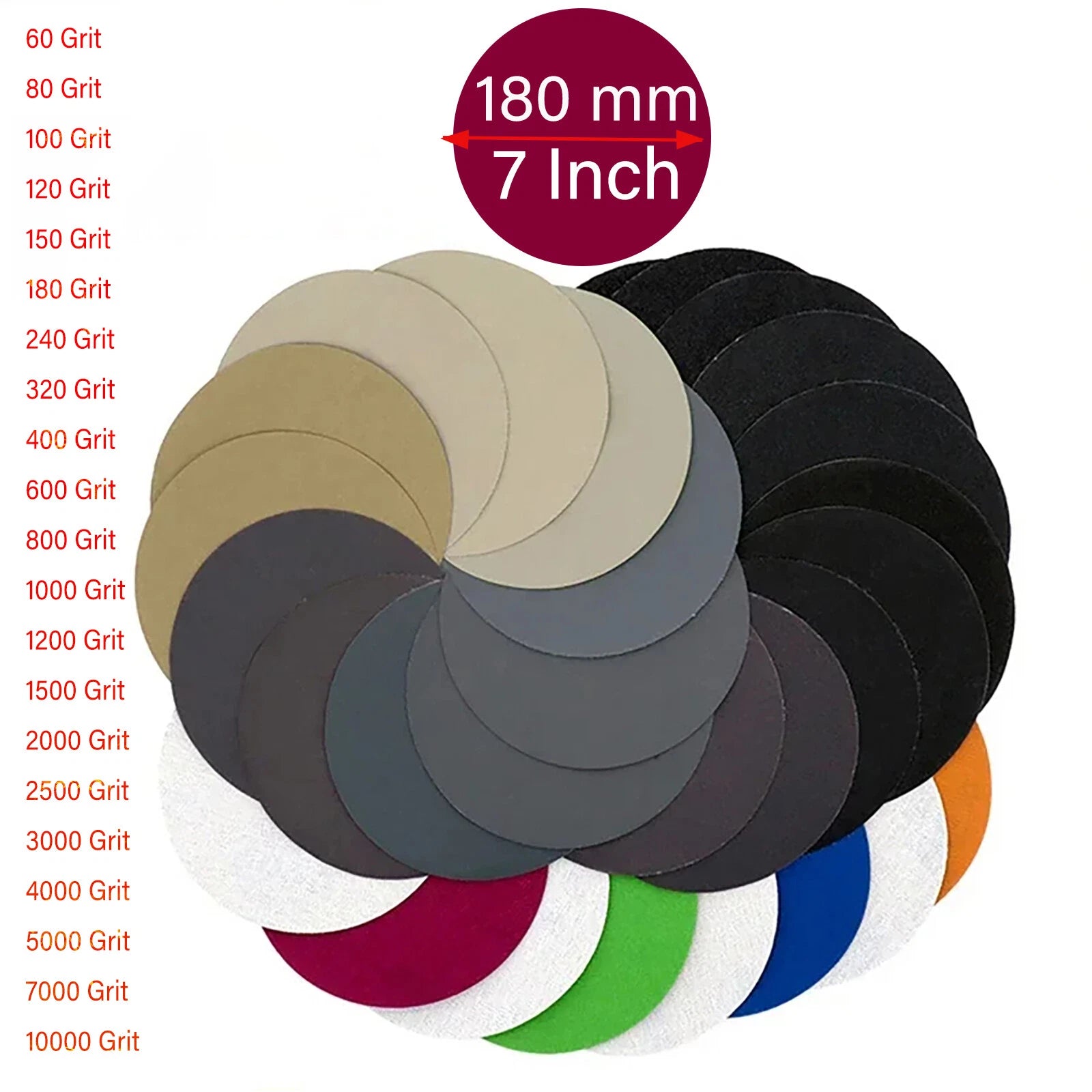 Sandpaper 60 To 10000 Mixed Grits Wood Metal Sanding Polishing Wet And Dry 180mm