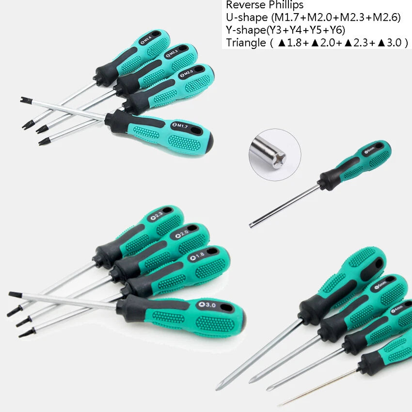 Security Screwdriver Set — Reverse Phillips, Y-Type, Triangle & Metric Bits