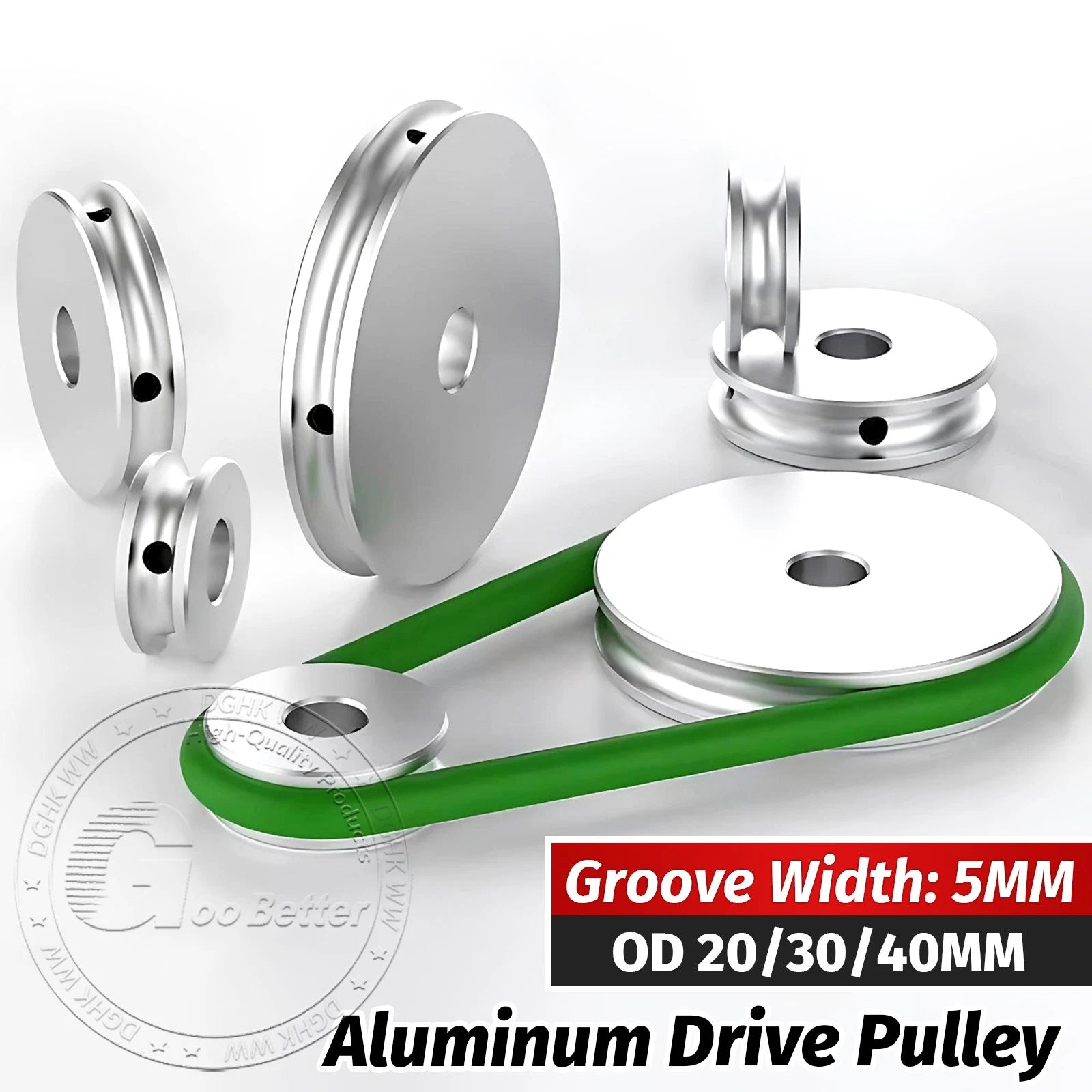 V Grooved Pulley Aluminum Round Belt Pulleys For 5mm Width Belt OD 20/30/40mm