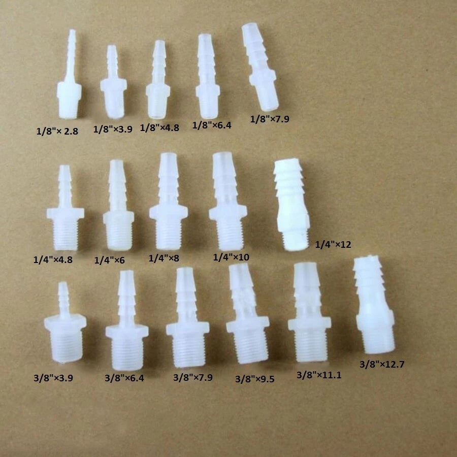 BSP Male to Barb Hose Connector — Plastic Straight Reducer Fitting for Aquarium & Fluid Lines