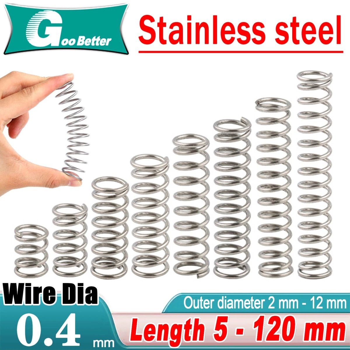 Compression Spring 0.40mm Wire Dia ,2 - 12mm OD Small Pressure Springs 304 Steel - HomeDIYer