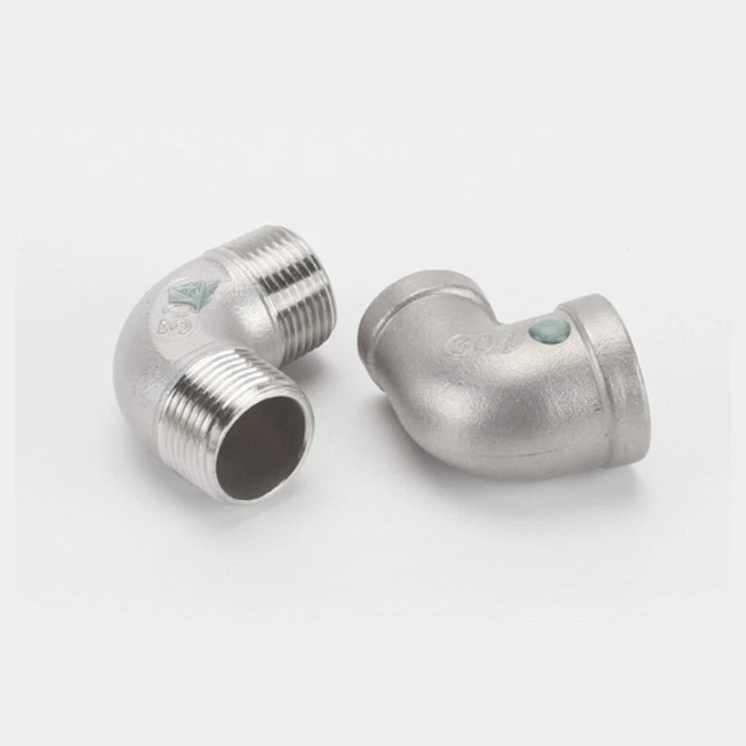 Stainless Steel 90° Elbow BSP Pipe Fittings — Same-Size & Reducing Female/Male Adapters