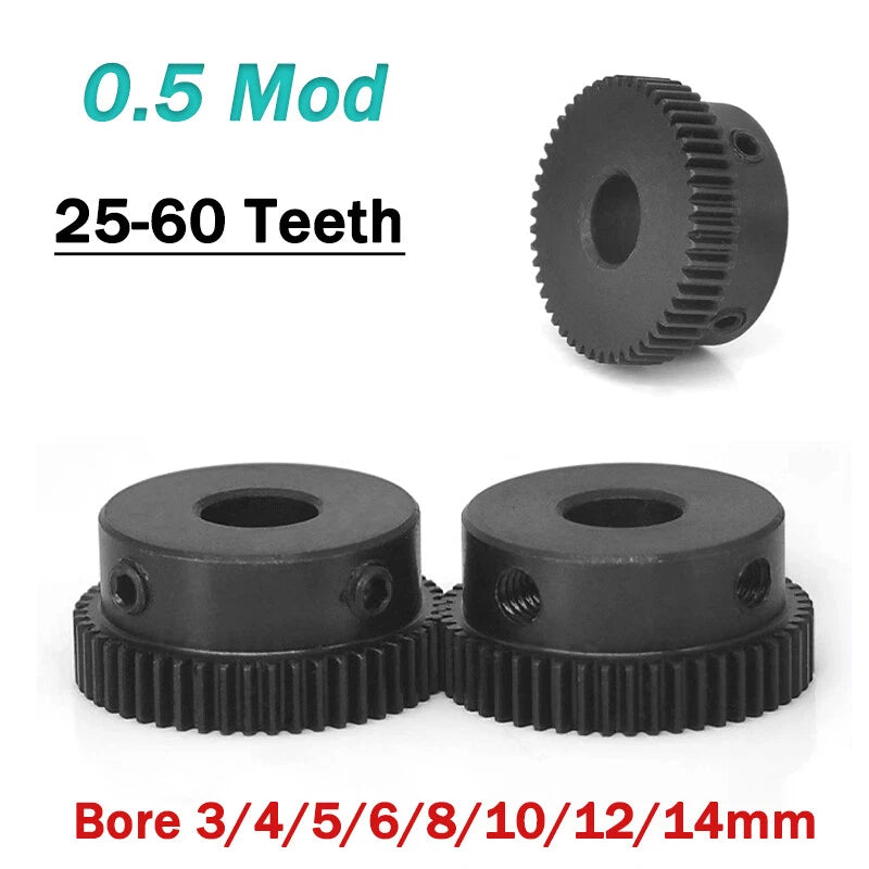 0.5 Module Spur Gear 25-60 Teeth 45# Steel Pinion Gear Motor Transmission Gears