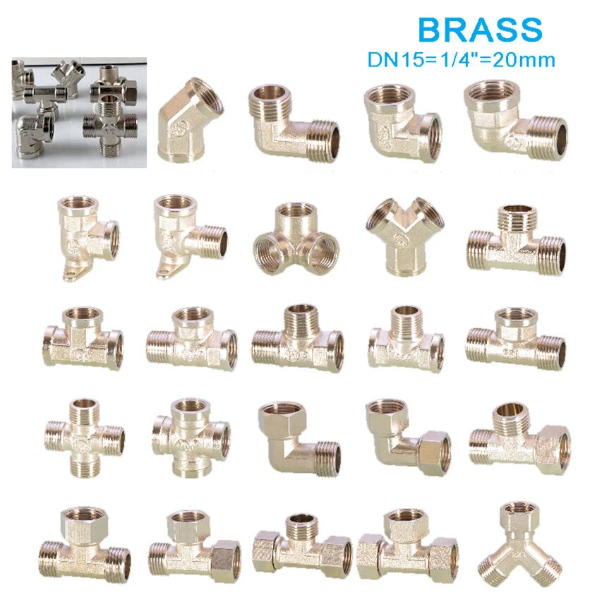 BSP 1/2" Brass Pipe Fittings – Tee, Elbow, Cross & Y-Connector