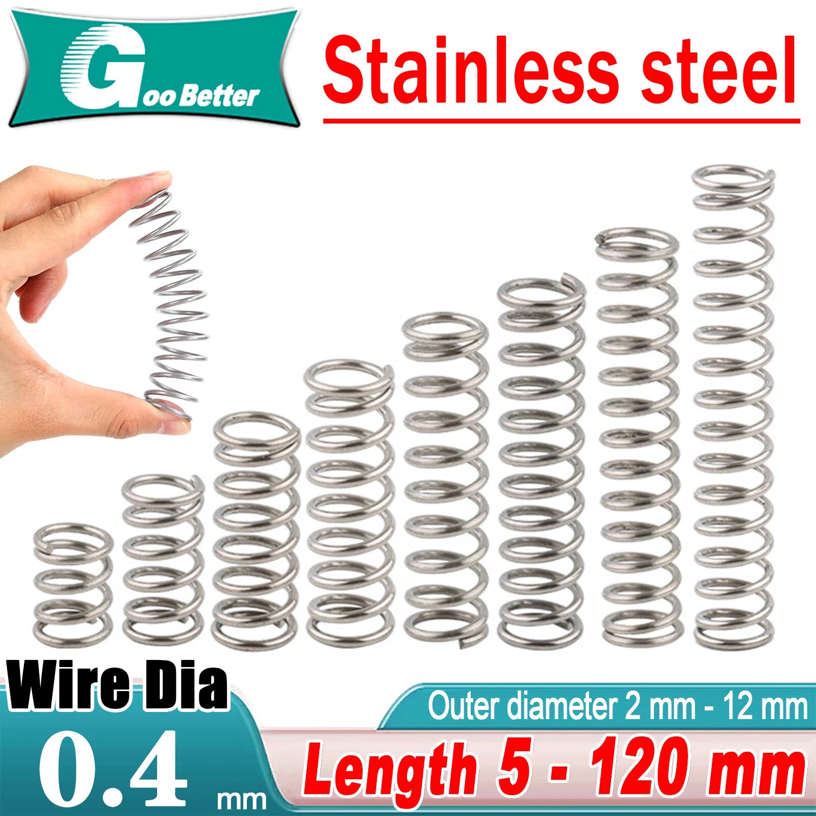 Compression Spring 0.40mm Wire Dia ,2 - 12mm OD Small Pressure Springs 304 Steel