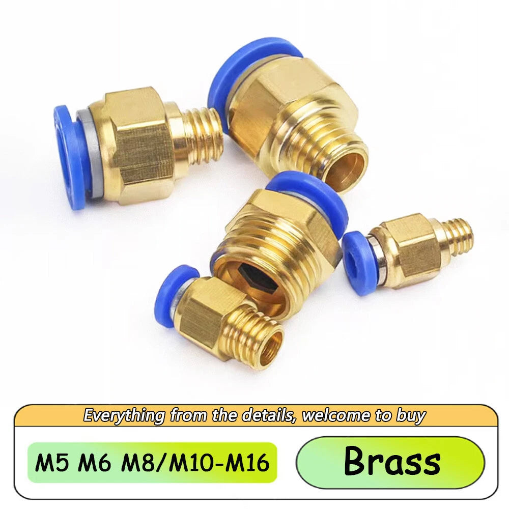 Pneumatic Straight Male Stud Push-to-Connect Fitting | PC4–PC12 × M5–M16
