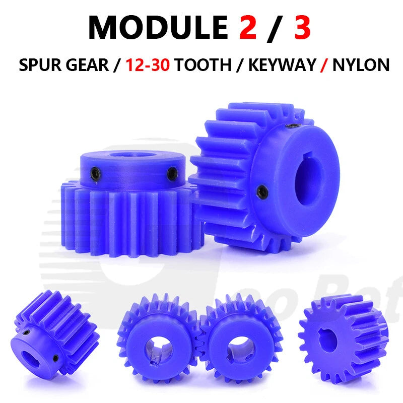 Module 2 3 Precision Spur Gear 12 - 30 Tooth Pinion with Step Keyway Bore Nylon