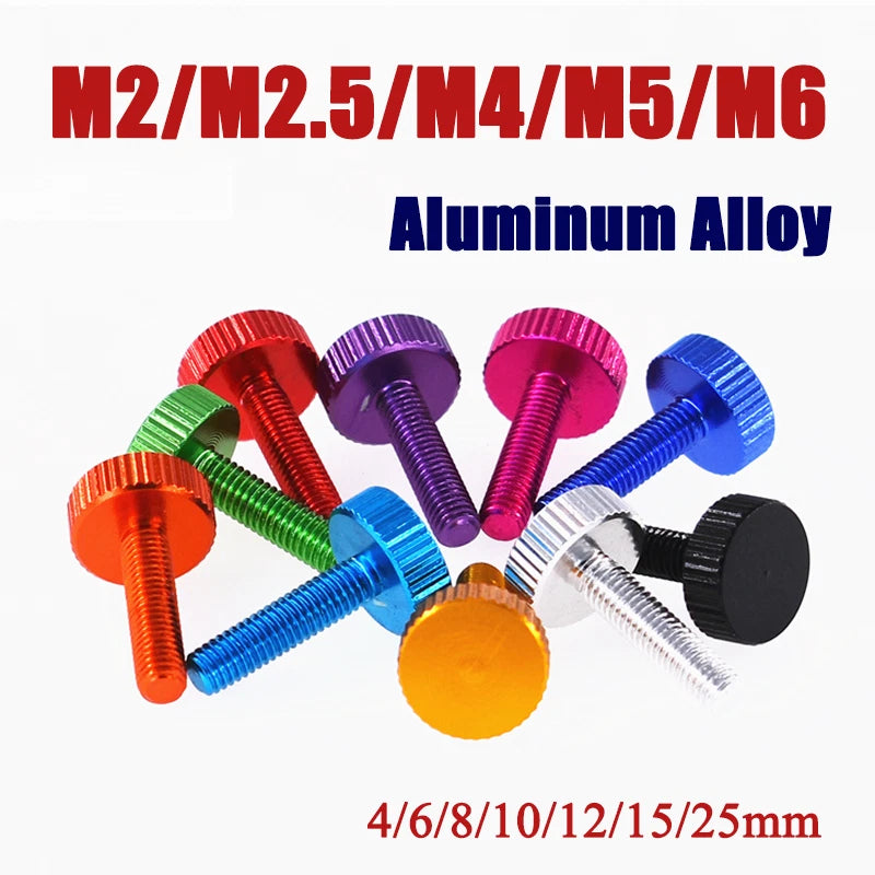 M2–M6 Aluminum Alloy Knurled Thumb Screws | Hand-Tighten Knob Bolts, 10 Colors