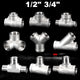 304 Stainless Steel BSP 3-Way Pipe Fitting — 1/4" to 2" Female & Male Thread Tee Connector