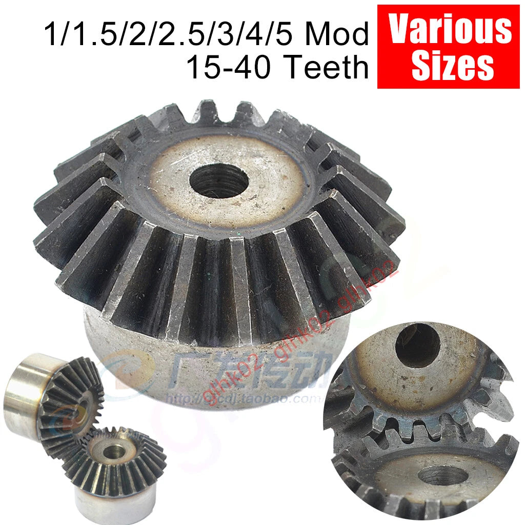 Bevel Gears 1 1.5 2 2.5 3 4 5 Mod 15-40 Teeth 45 Degree Bevels Carbon Steel Hard