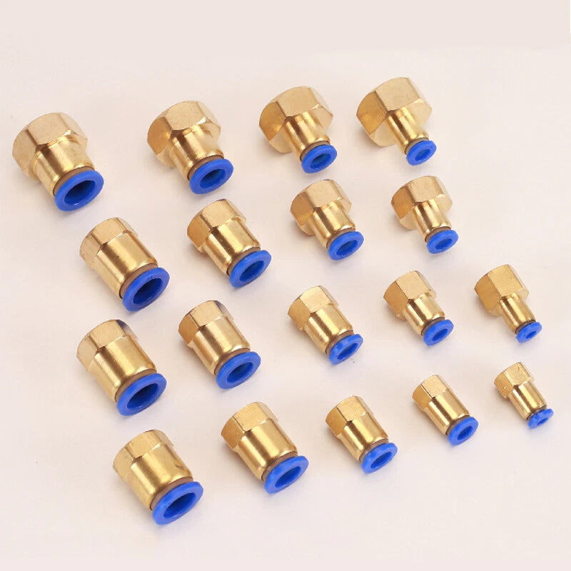 Pneumatic Push In Fitting Female Stud Straight Air Hose Inline Connector Line