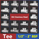 304 Stainless Steel BSP Tee Pipe Fitting — Male & Female Thread, 1/2" to 2"