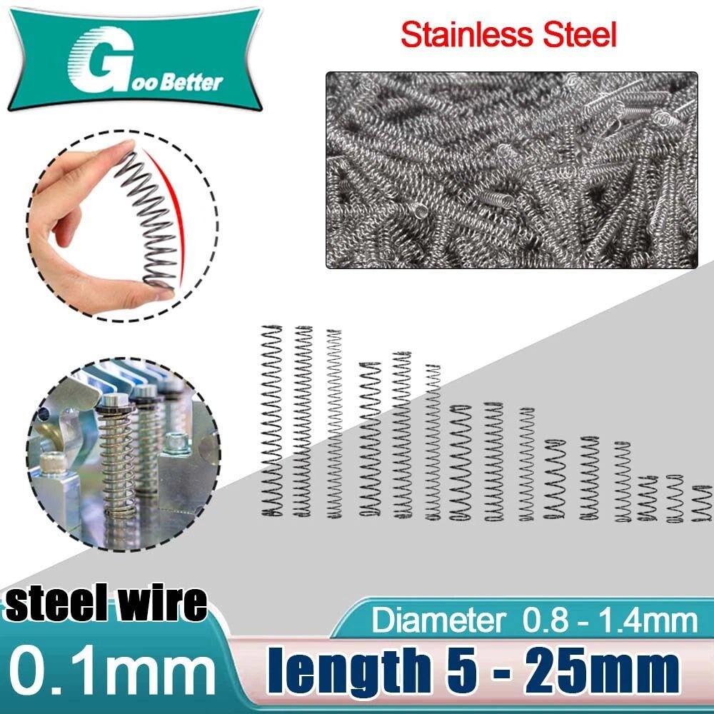 Stainless Steel Compression Springs Steel wire 0.1 mm small coil spring 5 - 20mm - HomeDIYer