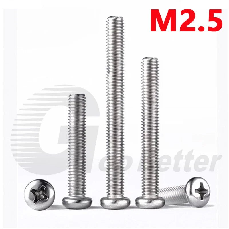 M2.5 Pozi Pan Head Machine Screws A2 Stainless Steel — Multiple Lengths - HomeDIYer