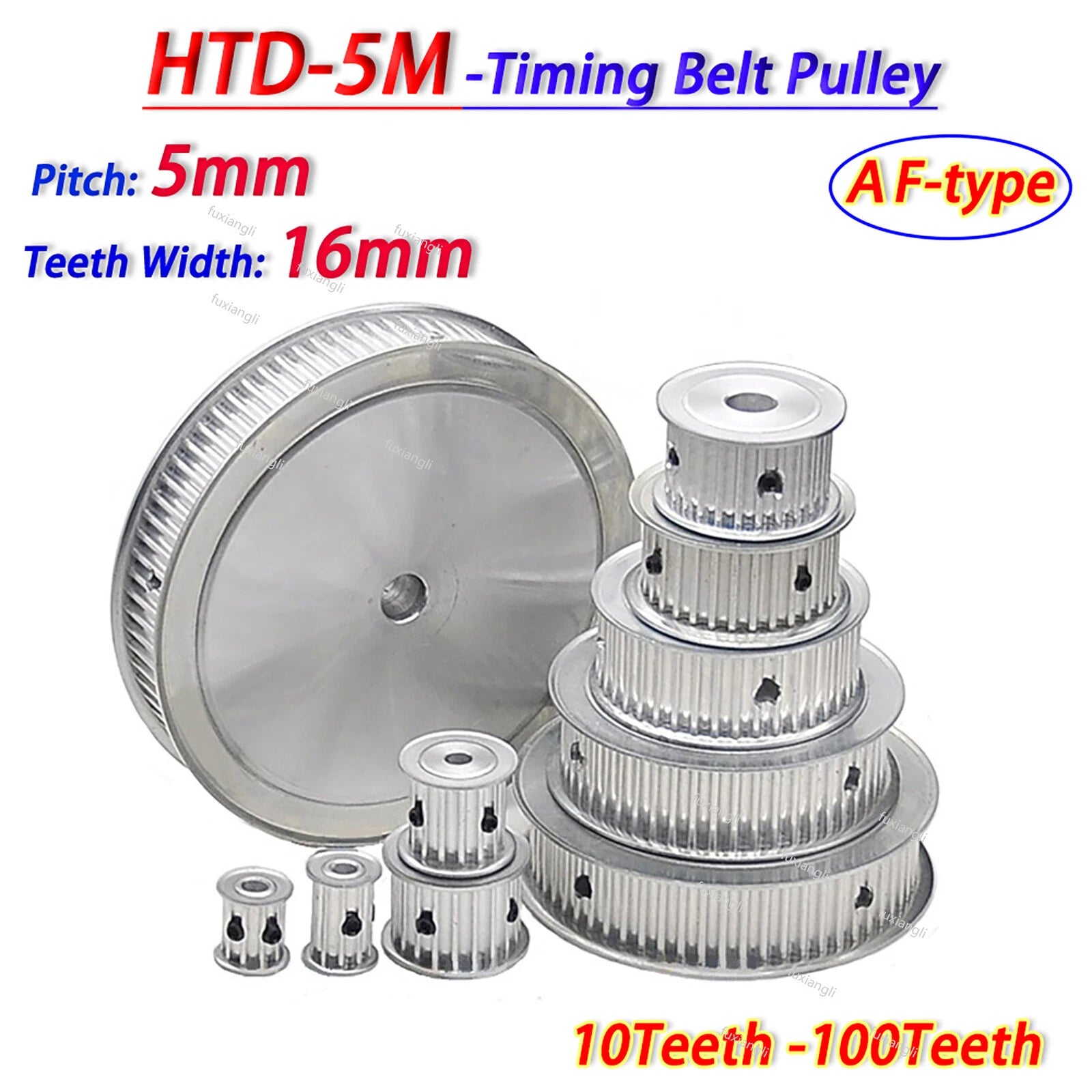 HTD-5M 10-100Teeth  Timing Belt Pulley Pitch 5mm AF-type Drive Pulley Width 16mm
