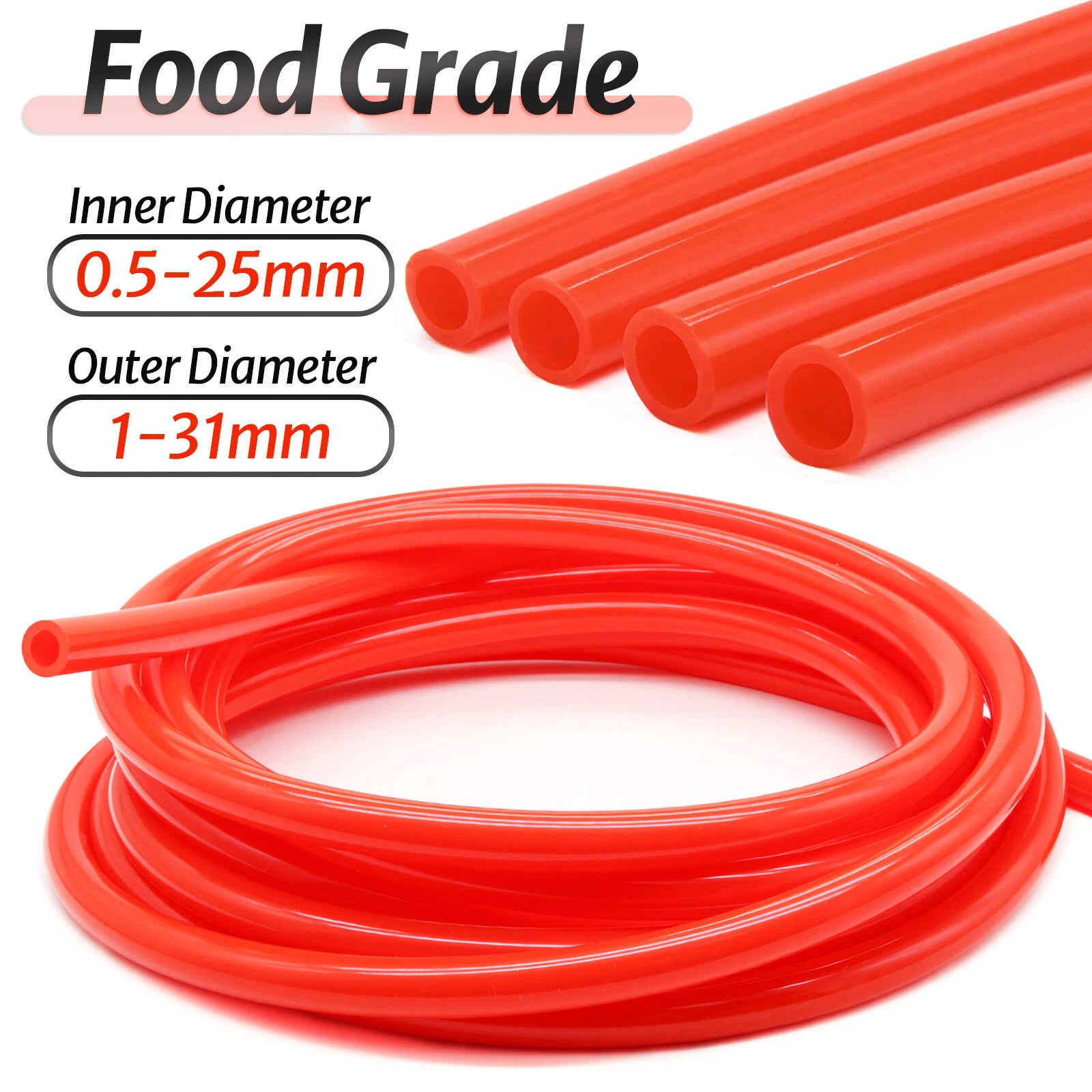 Food Grade Red Silicone Rubber Tube Hose Pipe | ID 0.5mm–25mm