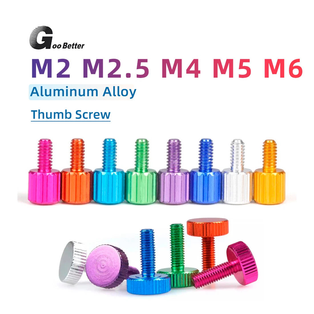 Knurled Thumb Screws Aluminum Alloy — M2 M2.5 M4 M5 M6 Flat Head Hand Grip Knob Bolts