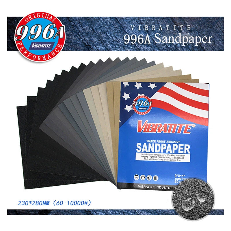 A4 Silicon Carbide Wet & Dry Sandpaper — P60 to P10000 Grit 230x280mm Sheets for Wood Metal Auto