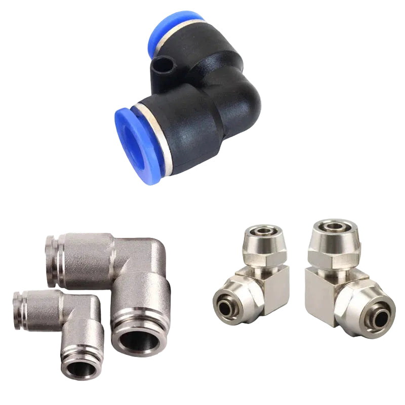 Pneumatic Push-In Elbow Fittings — Equal & Reducing Elbow Connectors for Air & Water Hose