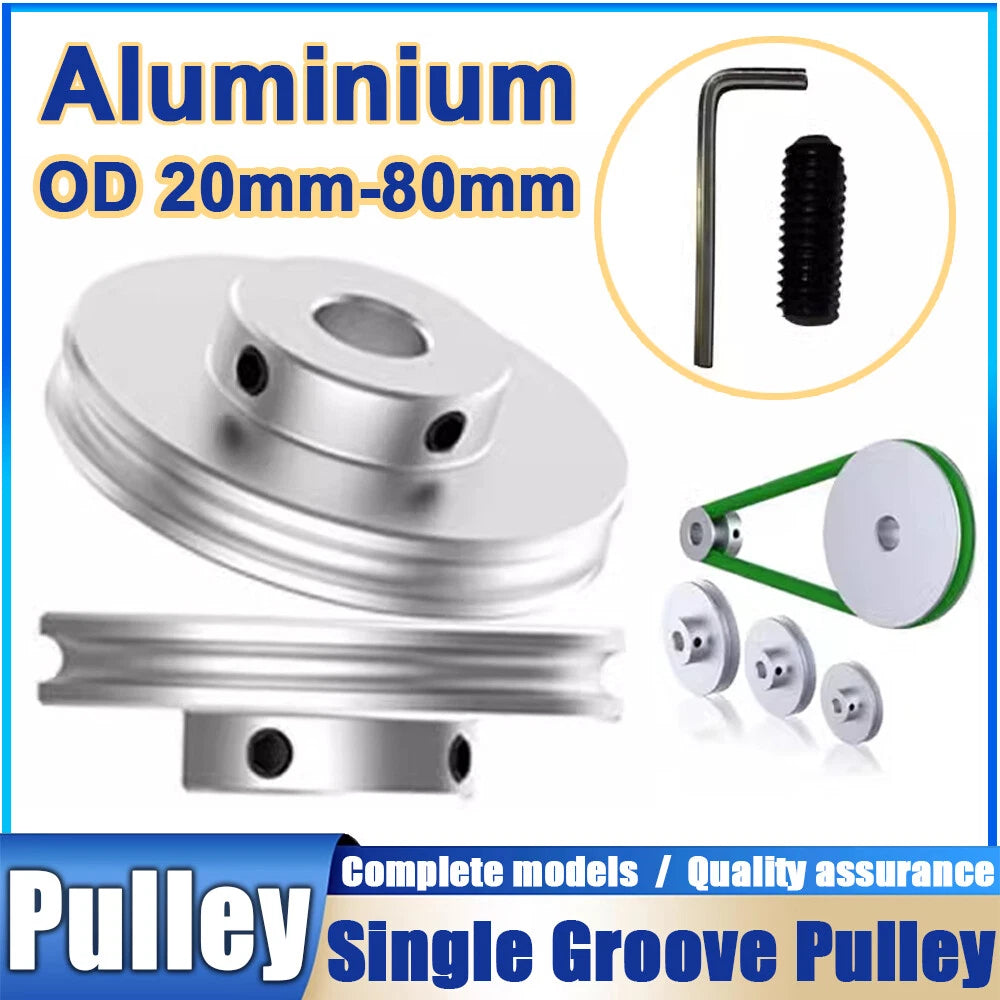 Alu U Pulley OD 20 30 40 50 60 80mm Single Groove Fixed Pulley for PU Round Belt