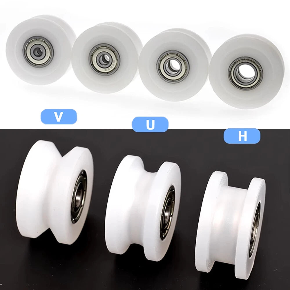 OD 30-85mm Nylon Pulley Wheel with Ball Bearing U/V/H Groove for Door and Window