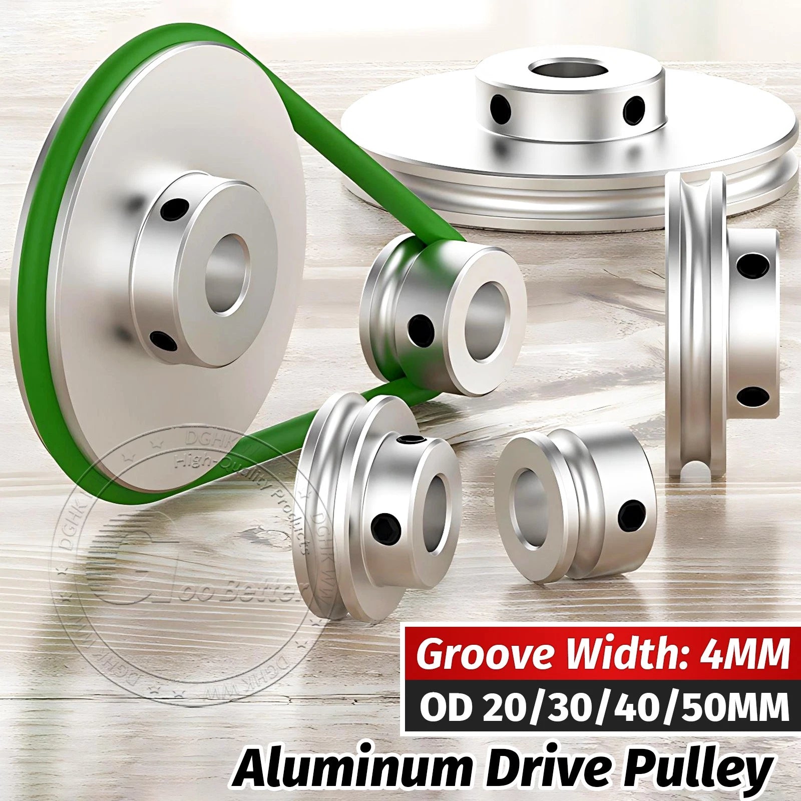 V Grooved Pulley Aluminum Round Belt Pulleys For 4mm Width Belt OD 20/30/40/50mm