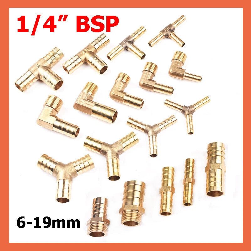 BSP Hose Barb Fittings — Y-Piece, T-Piece, Straight & Elbow Connectors