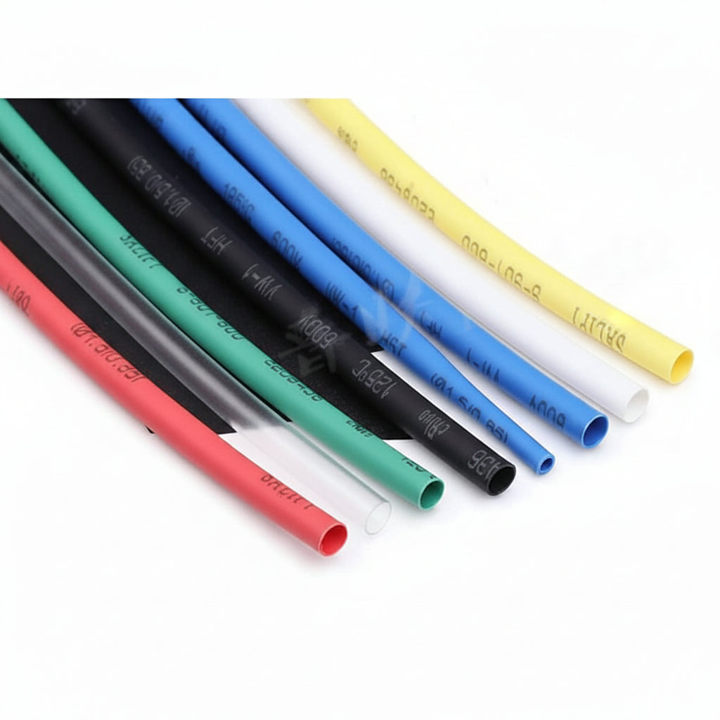 1.5mm Heat Shrink Tubing 2:1 Ratio – 7 Colors, Black White Red Green Yellow Blue Clear