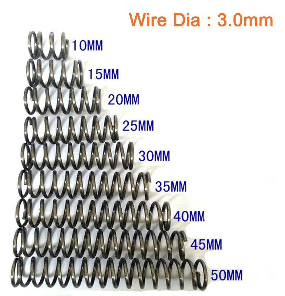 Compression Spring Strong Compressed Springs Steel Wire Dia 3.0mm Multiple Sizes