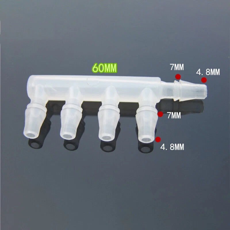 4.8mm 5-Way Plastic Hose Barb Fitting Tube Connector Splitter Adapter