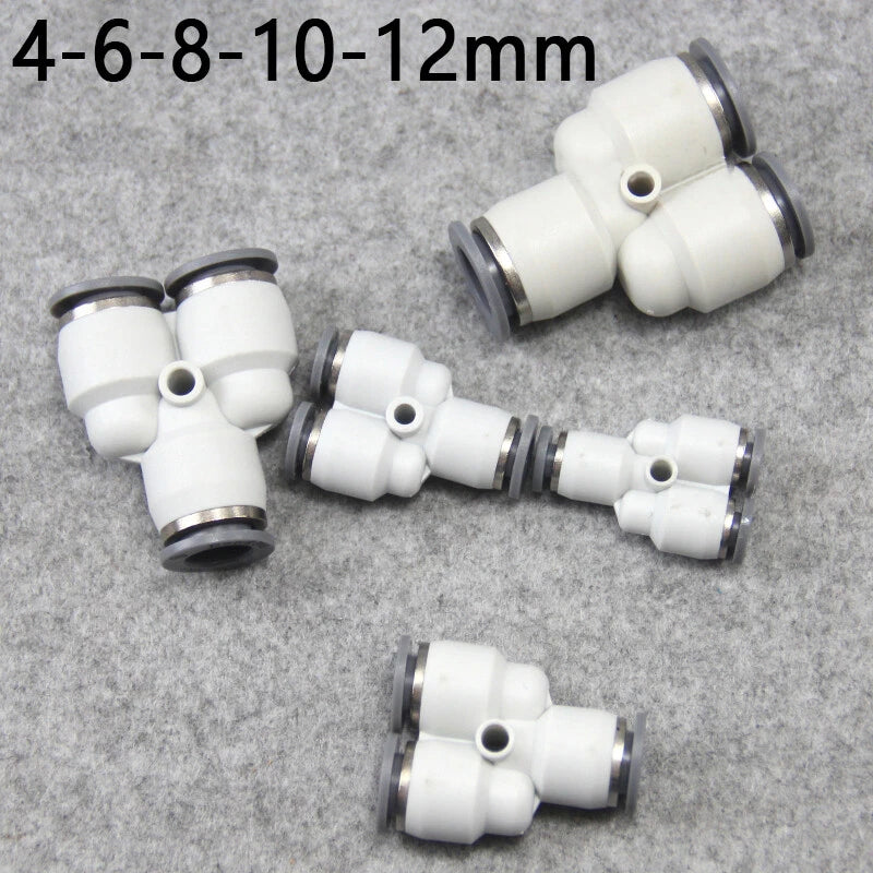 Pneumatic Push Fit Y-Shape 3-Way Connector — Air & Water Tube Joiner
