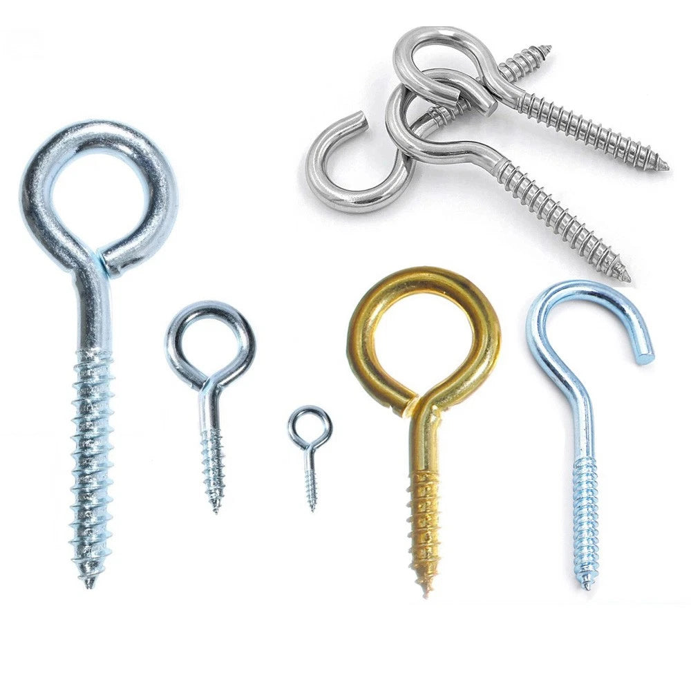 Screw-In Hooks & Eye Hooks — Galvanized, Nickel, Copper & Stainless, 1.1mm–8.6mm