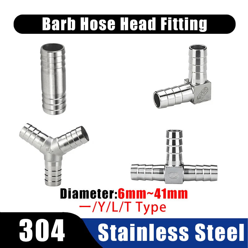 Stainless Steel BSP Hose Tail Connector Fitting — Y / L / T / Inline Type