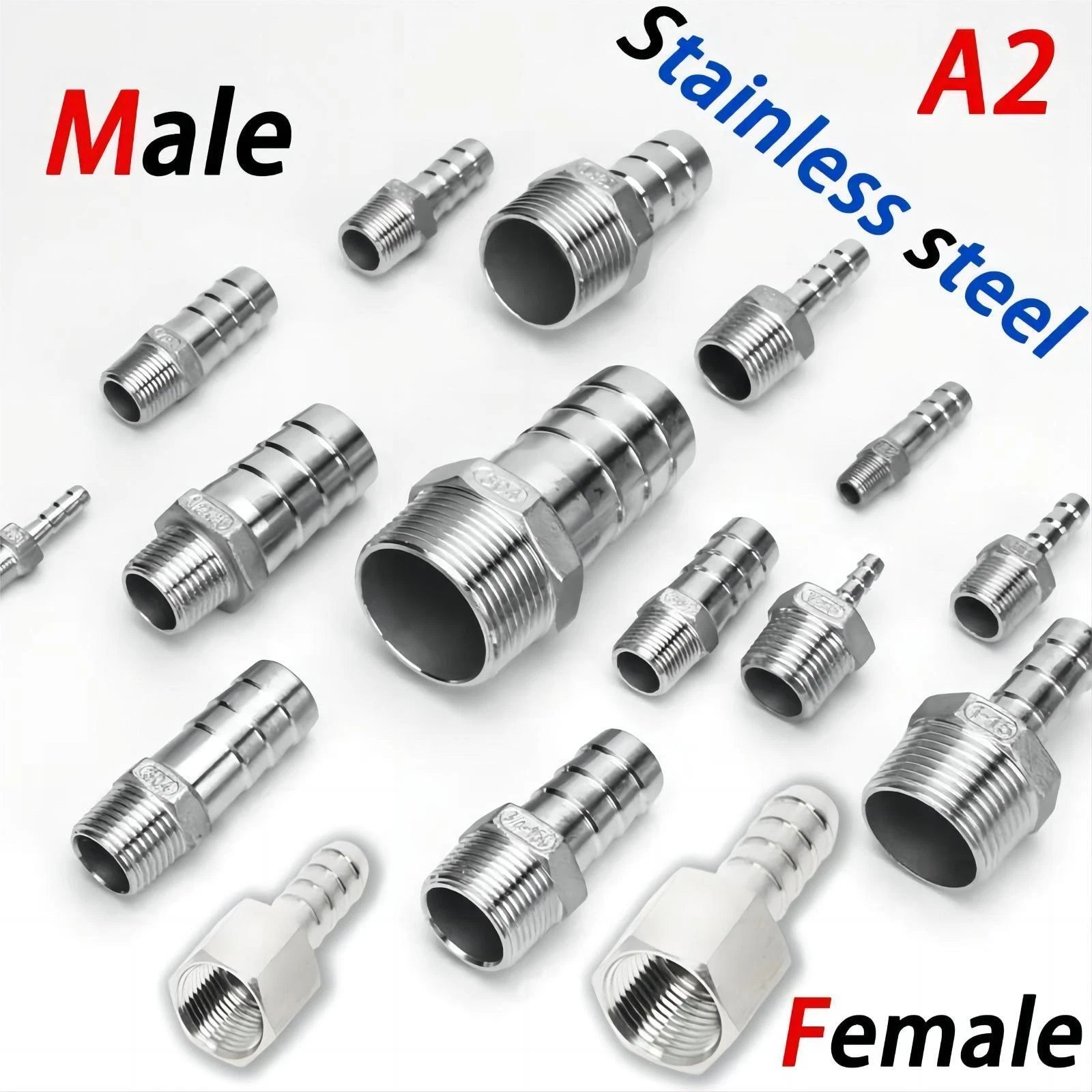 Stainless Steel Hosetails,Bsp Thread Hose Tail Barb Connector 1 8-1" Female Male