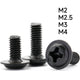 M2 M2.5 M3 M4 Flanged Button Head Phillips Machine Screws – Black Zinc, 100-Pack
