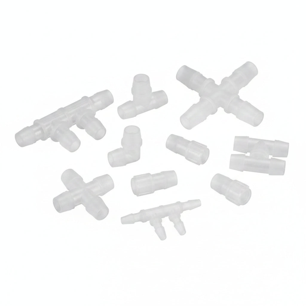 4-Way Plastic Hose Joiner — Pipe Connector for Water, Oil, Gas, Air & Vacuum