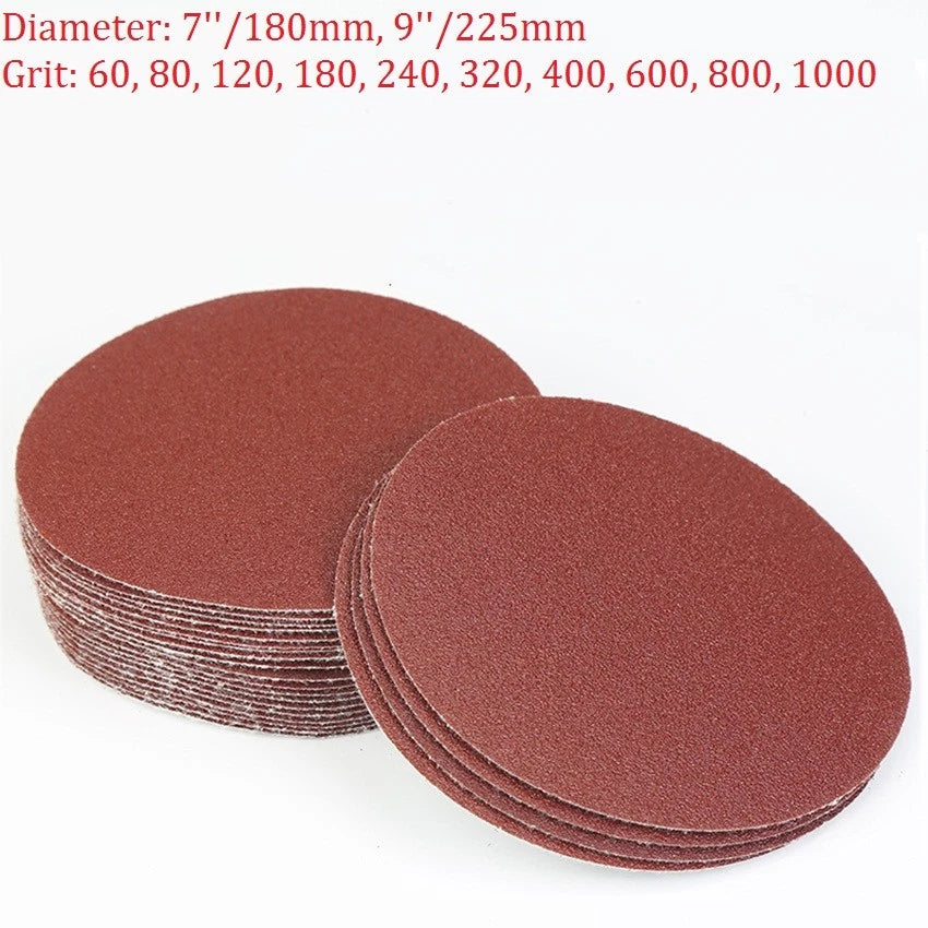 7'' 9'' Hook And Loop Sanding Disc 180mm 225mm Sandpaper Sander Pad Grit 60-1000