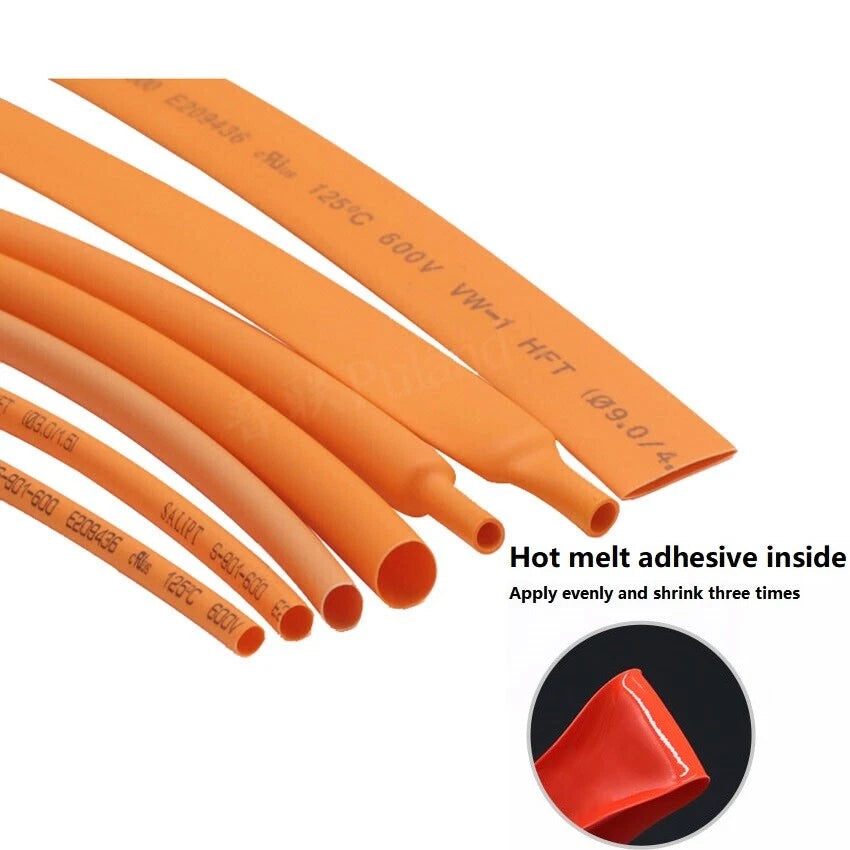 Orange Heat Shrink Tubing 3:1 with Adhesive Glue Lined — 3.2mm to 30mm, 1m–10m